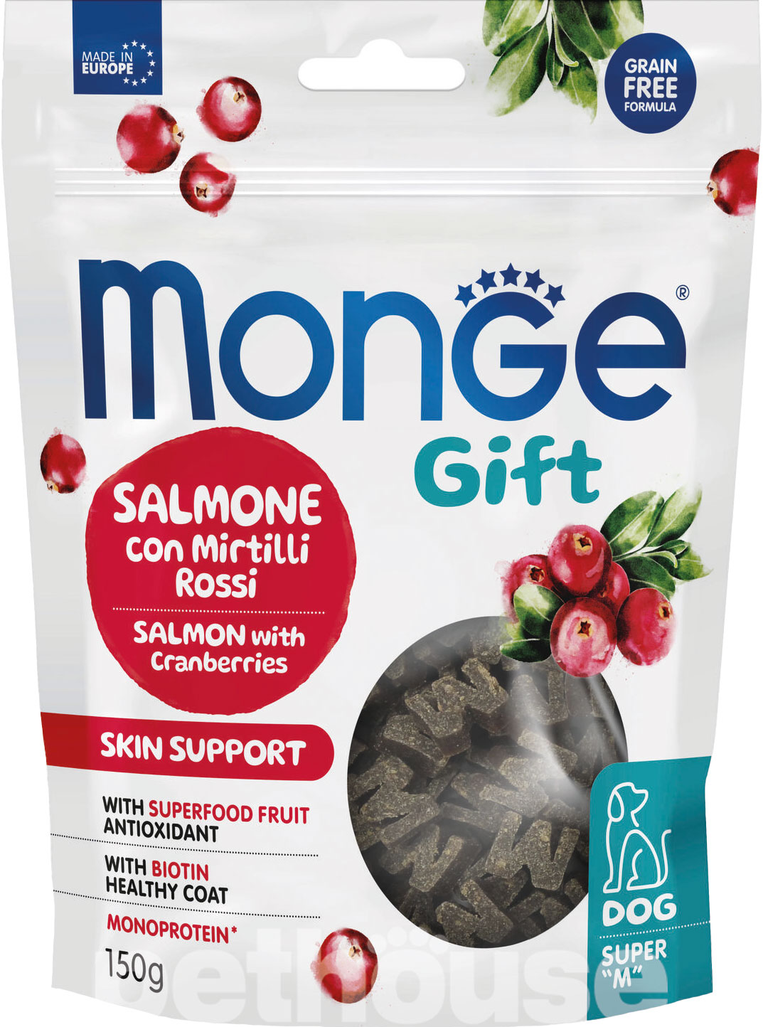 Monge Gift Dog Skin Support Ласощі з лососем і журавлиною для собак