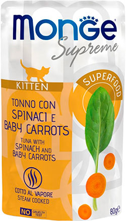 Monge Supreme Kitten Tuna with Spinach and Baby Carrots