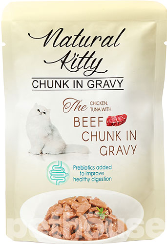 Natural Kitty Chunk in Gravy Chicken, Tuna with Beef