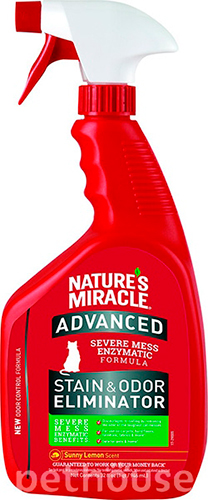 Nature's Miracle Advanced Cat Stain & Odor Eliminator, спрей с ароматом лимона