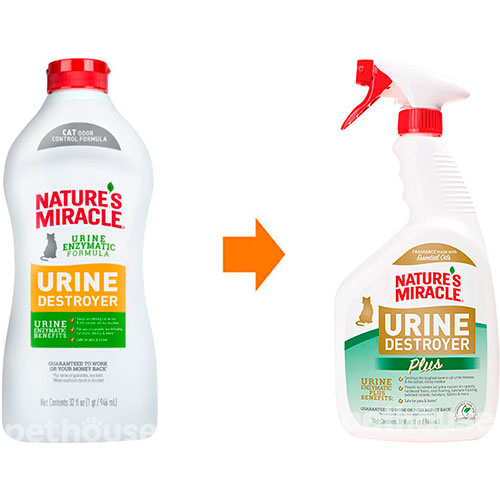 Nature's Miracle Urine Destroyer Cat Stain & Odor Remover, спрей, фото 2