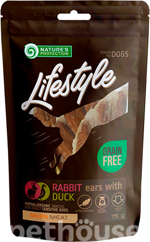 Nature's Protection Lifestyle Dog Snacks Rabbit Ears With Duck
