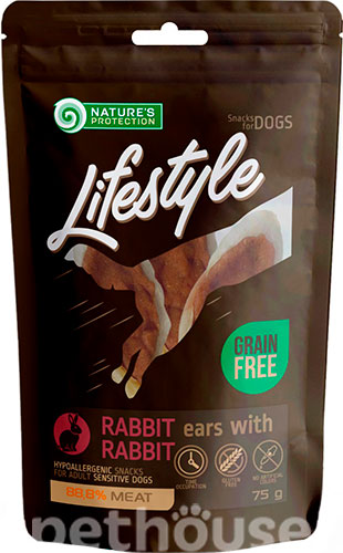 Nature's Protection Lifestyle Dog Snacks Rabbit Ears With Rabbit
