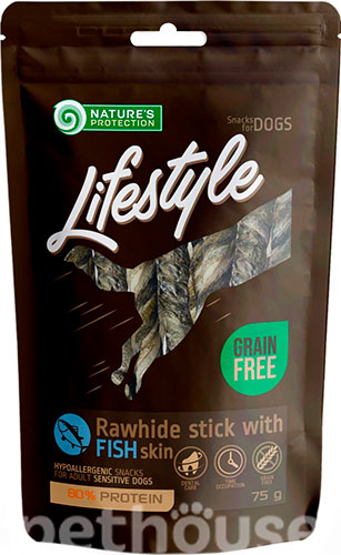 Nature's Protection Lifestyle Dog Snacks Rawhide Sticks With Fish Skin