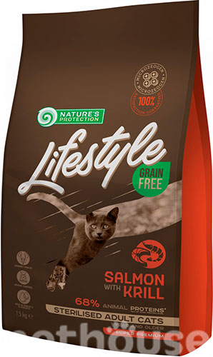 Nature's Protection Lifestyle Grain Free Cat Adult Sterilised Salmon With Krill 