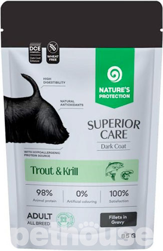 Nature's Protection Superior Care Grain Free Dark Coat Dog Adult with Trout and Krill