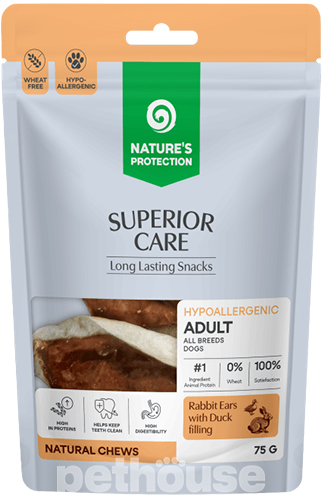 Nature's Protection Superior Care Rabbit Ears with Duck Filling Кроличьи уши с утиной начинкой для собак Nature's Protection Superior Care Rabbit Ears with Duck Filling Кроличьи уши с утиной начинкой для собак