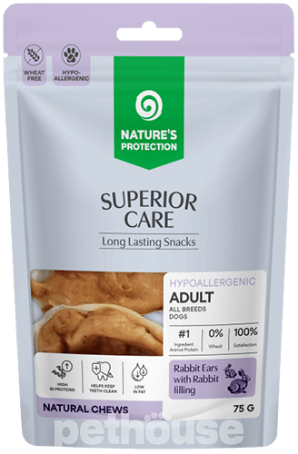 Nature's Protection Superior Care Rabbit Ears with Rabbit Filling Кроличьи уши с кроличьей начинкой для собак Nature's Protection Superior Care Rabbit Ears with Rabbit Filling Кроличьи уши с кроличьей начинкой для собак