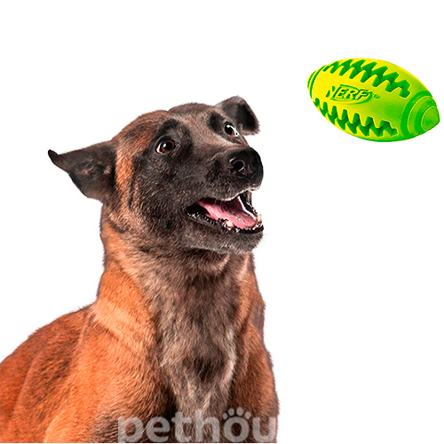 Nerf Teeth-Cleaning Football Рельефный мяч для чистки зубов собак, фото 6