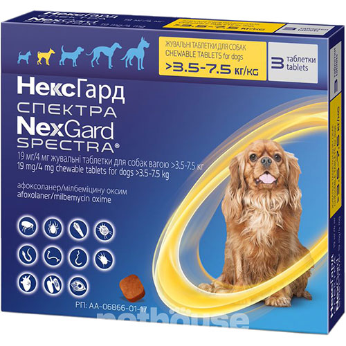 НексГард Спектра Таблетки від глистів, бліх і кліщів для собак від 3,5 кг до 7,5 кг, фото 2