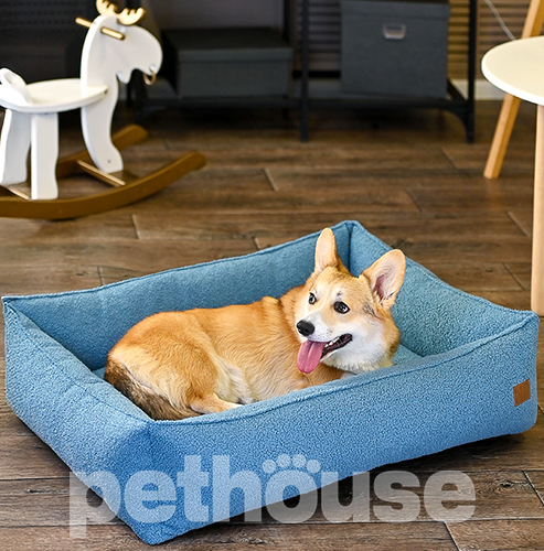 Noble Pet Albert Teddy Blue М'який лежак з бортами для собак і котів