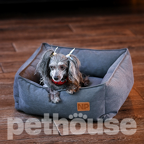 Noble Pet Henry Velvet Grey Мягкий лежак с бортами для собак и кошек