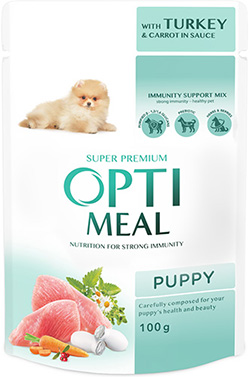 Optimeal Кусочки с индейкой и морковью в соусе для щенков
