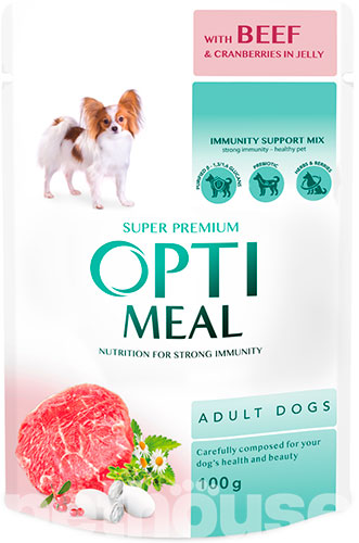 Optimeal Кусочки с говядиной и клюквой в желе для собак