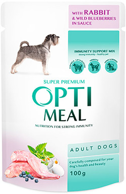 Optimeal Кусочки с кроликом и черникой в соусе для собак