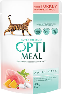 Optimeal Шматочки з індичкою у гарбузовому соусі для котів