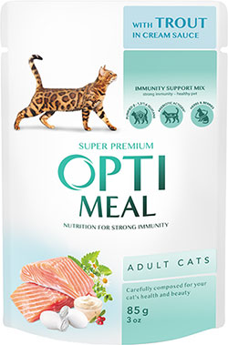 Optimeal Шматочки із фореллю у кремовому соусі для котів