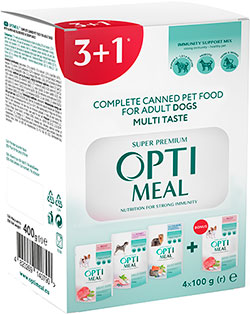 Optimeal Dog Mix Шматочки з лососем, кроликом та яловичиною для собак