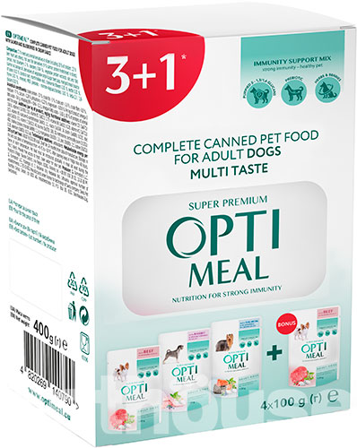 Optimeal Dog Mix Шматочки з лососем, кроликом та яловичиною для собак
