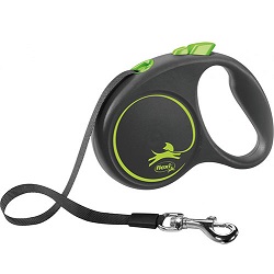 Flexi Black Design S — повідець-рулетка для собак вагою до 15 кг, стрічка, 5 м