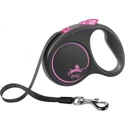 Flexi Black Design S — поводок-рулетка для собак весом до 15 кг, лента, 5 м