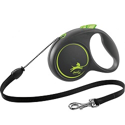 Flexi Black Design M — повідець-рулетка для собак вагою до 20 кг, трос, 5 м