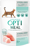 Optimeal Кусочки с индейкой и куриным филе для стерилизованных кошек