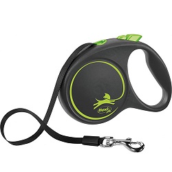 Flexi Black Design L — повідець-рулетка для собак вагою до 50 кг, стрічка, 5 м