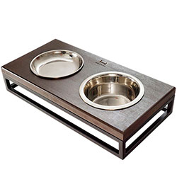 Harley and Cho Миски на підставці Lunch Bar Brown wood + Black