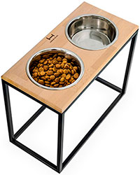 Harley and Cho Миски на підставці Dinner Natural wood + Black