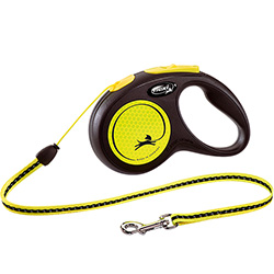 Flexi New Neon S — повідець-рулетка світловідбивна для собак до 12 кг, трос, 5 м