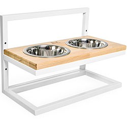 Harley and Cho Миски на підставці з регульованою висотою Lift White + Natural wood