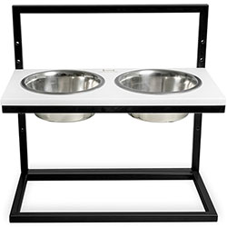 Harley and Cho Миски на підставці з регульованою висотою Lift Black + White wood
