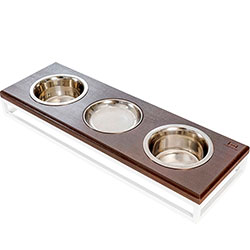 Harley and Cho Три миски на подставке Lunch Bar Brown wood + White