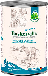 Baskerville Holistic Говядина и лосось с пастернаком, шпинатом и зеленью для собак