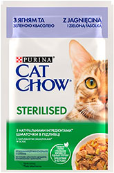 Cat Chow Sterilised Ніжні шматочки з ягням та зеленою квасолею для кастрованих котів