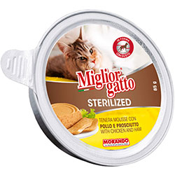 Migliorgatto Sterilized Мусс с курицей и прошутто для кошек
