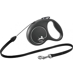 Flexi Black Design S — повідець-рулетка для собак вагою до 12 кг, трос, 5 м