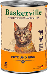 Baskerville Индейка с говядиной для кошек