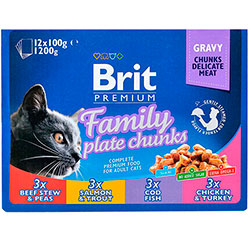 Brit Premium "Сімейна тарілка" асорті в соусі для котів