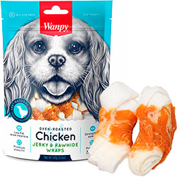 Wanpy Chicken Jerky & Rawhide Wraps Узловая кость с курицей для собак