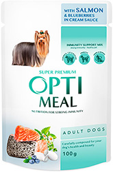 Optimeal Шматочки з лососем і лохиною у крем-соусі для собак