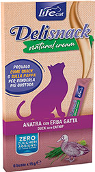 LifeCat Deli Snack Cream Кремовое лакомство с уткой и кошачьей мятой для кошек