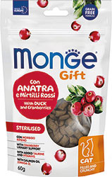 Monge Gift Cat Sterilised Лакомство с уткой и клюквой для кошек