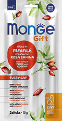 Monge Gift Fussy Cat Лакомство со свининой, шиповником и сыром для кошек