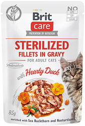 Brit Care Cat Fillets in Gravy Sterilized с уткой для стерилизованных кошек