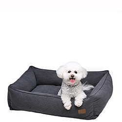 Noble Pet Albert Velvet Gray М'який лежак з бортами для собак і котів