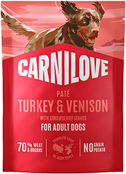 Carnilove Dog Adult Pate Turkey & Venison with Strawberry Leaves