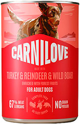 Carnilove Grain Free Dog Adult з індичкою, олениною та диким кабаном