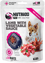 LK Baits Pet Nutrigo Treat Lamb Функциональные лакомства с ягненком и овощным соусом для собак средних пород
